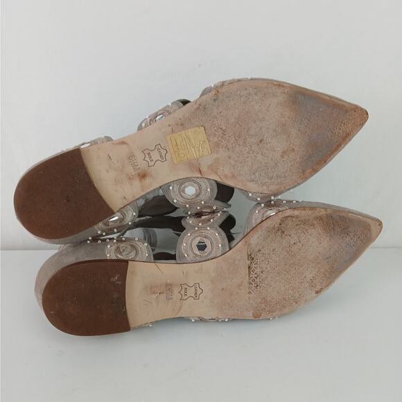 Tory Burch SZ 6.5 Yasmin d'Orsay Point Toe Flats Dust Storm Beading Embroidery - Picture 8 of 9